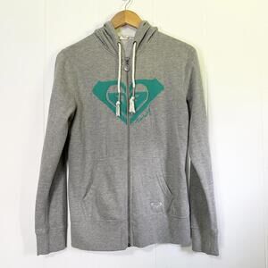 Vintage y2k Roxy Logo Zip Up Long Sleeve Hooded Jacket Women's Medium